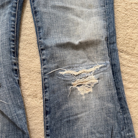 Sz 27 Vintage 7 For All Mankind Blue Distressed Flare Jeans 100% cotton - Picture 2 of 7